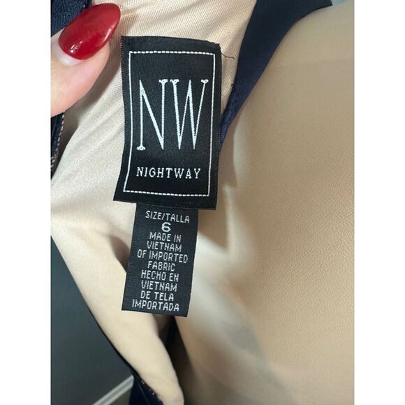 Nightway Formal Sequins‎ Navy Maxi Dress Size 6 - Picture 8 of 9